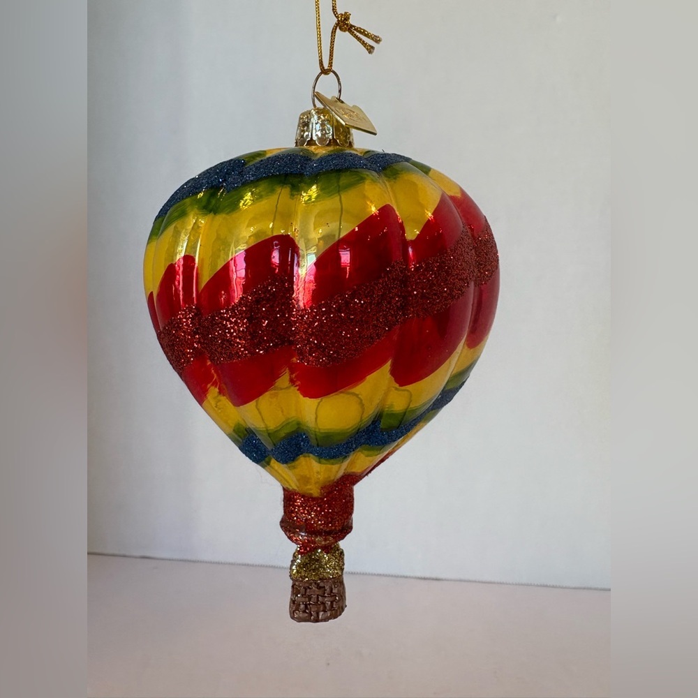 Kurt Adler multicolored rainbow hot air balloon glass ornament - Picture 4 of 6